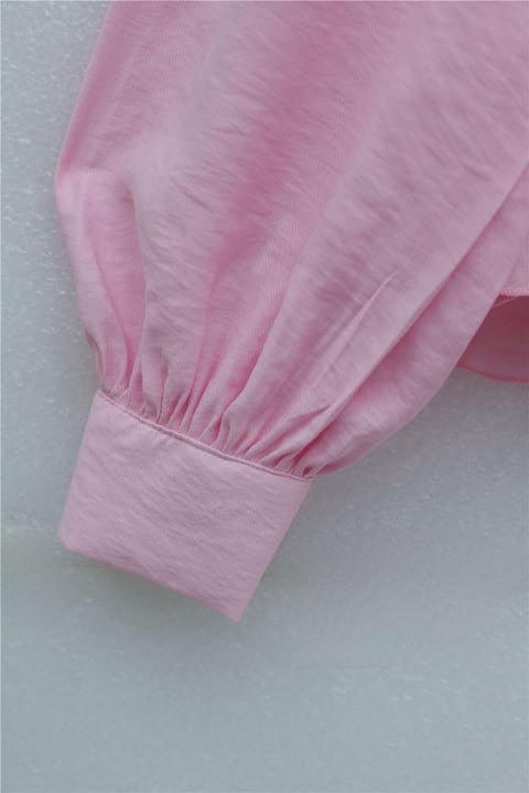 Taşlı Düğmeli Volan Detaylı Modal Gömlek Bluz  -Pembe-Gömlek-307-0095-R20