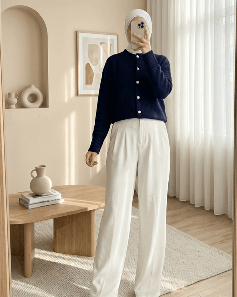 Taşlı Düğmeli Yumoş Salaş Triko Hırka -Laci-Hırka-109-0945-R03