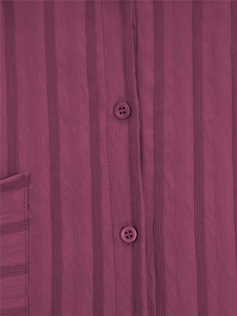 Tek Cepli Kolu Katlamalı Oval Kesim Gömlek -Bordo-Gömlek-317-2417-R04