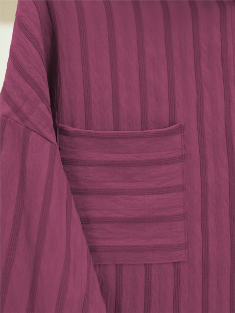 Tek Cepli Kolu Katlamalı Oval Kesim Gömlek -Bordo-Gömlek-317-2417-R04