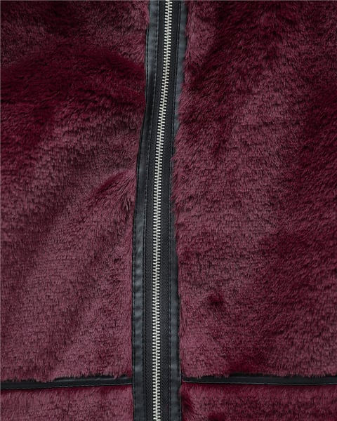 Ters Detay Peluş Lamineli Deri Detaylı Mont -Bordo-Mont-348-2655-R04