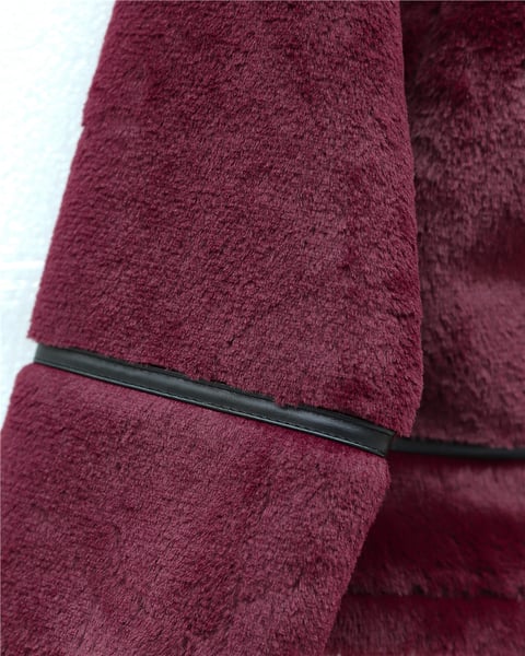 Ters Detay Peluş Lamineli Deri Detaylı Mont -Bordo-Mont-348-2655-R04