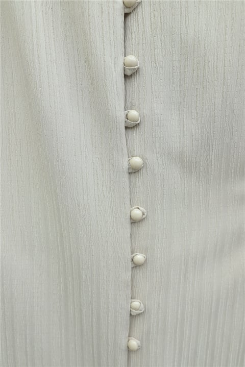 Top Düğmeli V Yaka Jakarlı Krinkıl Tunik  -Açık Vizon-Tunik-346-3092-R51