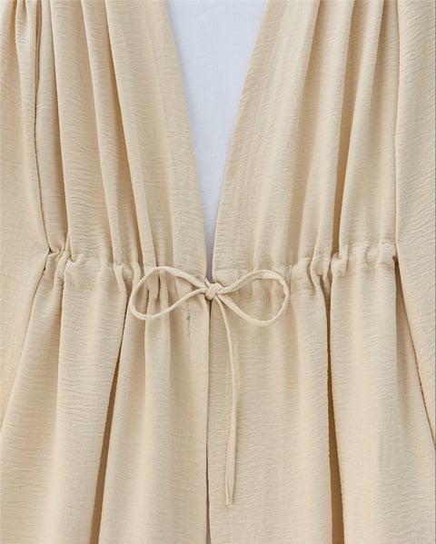 Tünel Bağcıklı Ayrobin Kimono Takım -Bej-Takım-349-7073-R56
