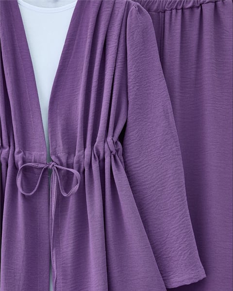 Tünel Bağcıklı Ayrobin Kimono Takım -Mor-Takım-349-7073-R34