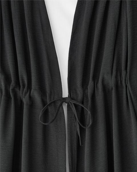 Tünel Bağcıklı Ayrobin Kimono Takım -Siyah-Takım-349-7073-R01
