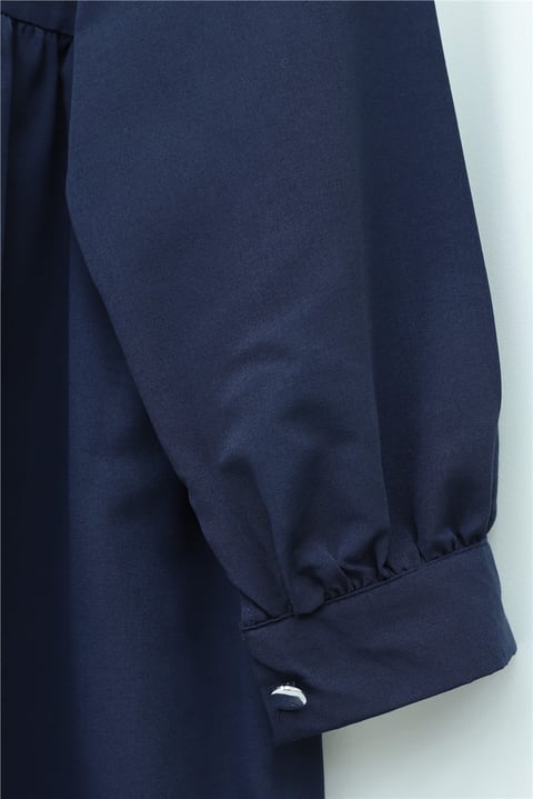 V Yaka Bağlamalı Yakası Fırfırlı Çiçek Nakışlı Poplin Tunik -Laci-Tunik-349-8051-R03