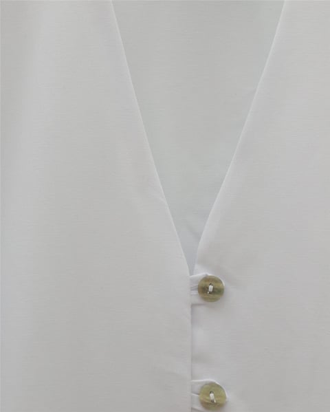 V Yaka Boydan Düğmeli Poplin Gömlek  -Beyaz-Gömlek-120-1603-R02