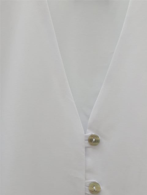 Gömlek-V Yaka Boydan Düğmeli Poplin Gömlek  -Beyaz-120-1603-R02