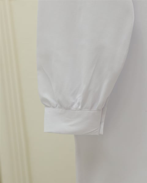 V Yaka Boydan Düğmeli Poplin Gömlek  -Beyaz-Gömlek-120-1603-R02