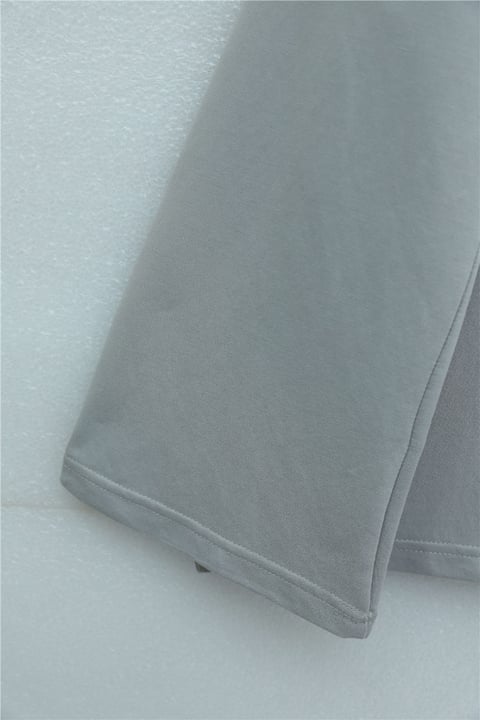 V Yakası Çift Kat 2 İplik Penye Bluz -Gri-Bluz-253-13139-R11