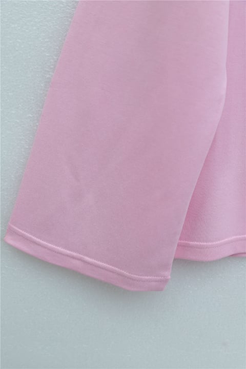 V Yakası Çift Kat 2 İplik Penye Bluz -Pembe-Bluz-253-13139-R20
