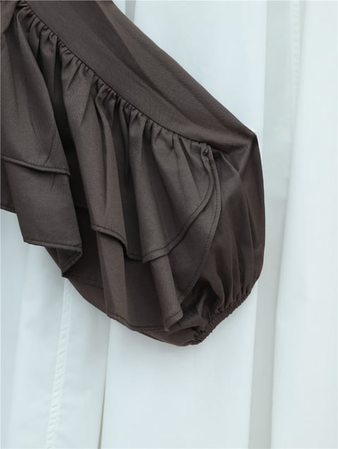 Volanlı Kolu Lastikli Bluz -K. Kahve-Bluz-307-0087-R54