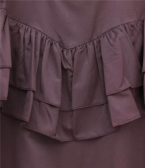 Volanlı Kolu Lastikli Bluz -Mürdüm-Bluz-307-0087-R09