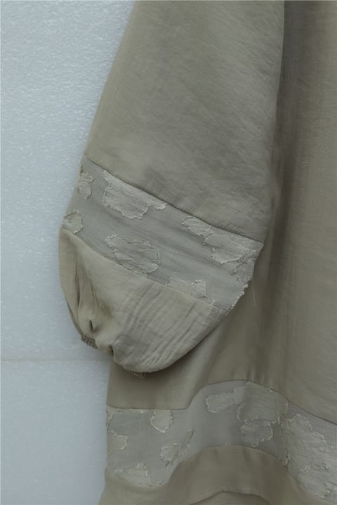 Yakası Bağlamalı Kolu Lastikli Garnili Modal Tunik  -Açık Vizon-Tunik-307-0124-R51