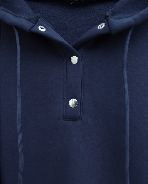 Yakası Çıtçıtlı Kapşonlu Şardonlu Üç İplik Sweat -Laci-Sweatshirt-349-5162-R03