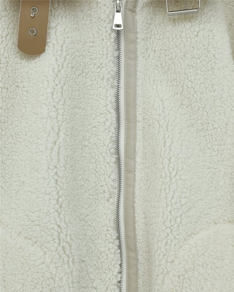 Yakası Garni Detaylı İçi Astarlı Cep Detaylı  Peluş Mont  -Bej-Mont-348-2666-R56