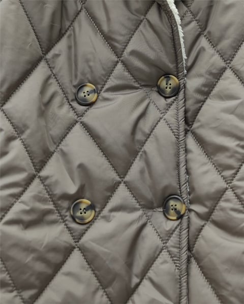 Yakası Kürklü Beli Kemerli Düğmeli Astarlı Kapitone Mont -Toprak-Mont-414-4905-R55