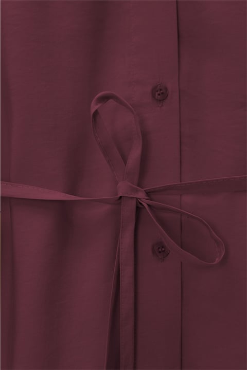 Yakası Taşlı Belden Bağlamalı Pantolonlu Takım -Bordo-Takım-414-5524-R04