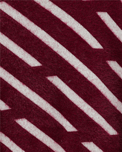 Yan Çizgili Sakallı Salaş Triko Kazak -Bordo-Kazak-295-4530-R04