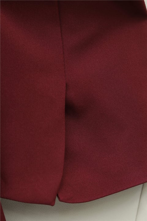 Yandan Bağcıklı Arkası Yırtmaçlı Astarlı Double Krep Ceket -Bordo-Ceket-418-1915-R04