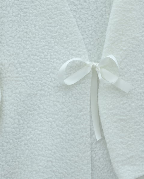 Yandan Bağlamalı Buklet Kimono   -Beyaz-Ceket-253-12961-R02