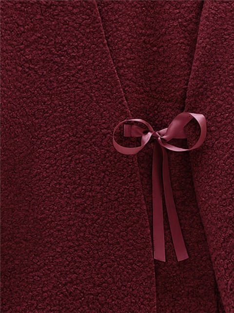 Yandan Bağlamalı Buklet Kimono  -Bordo-Kimono&Kaftan-253-12961-R04
