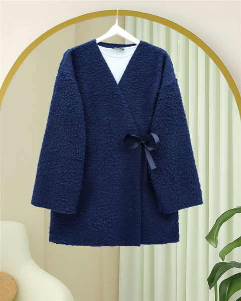 Ceket-Yandan Bağlamalı Buklet Kimono   -Laci-253-12961-R03