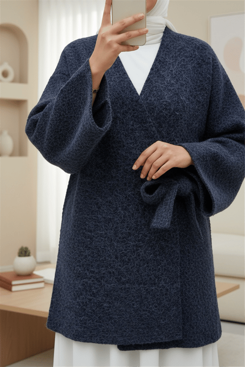 Yandan Bağlamalı Sakallı Kimono   -Laci-Kimono & Kaftan-398-66000-R03