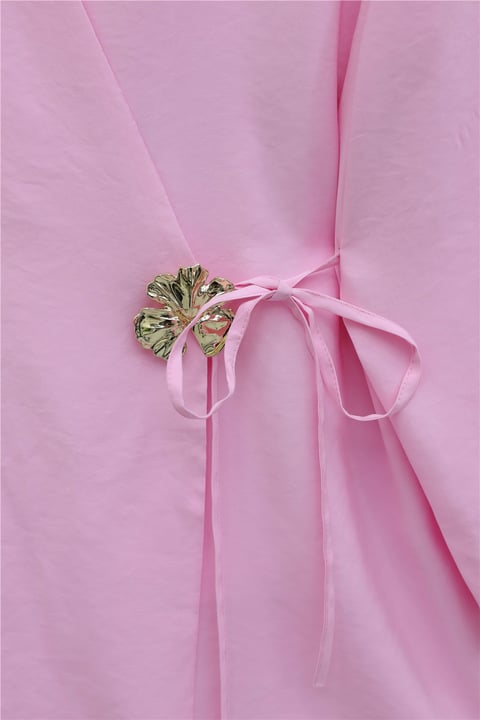 Yandan Çapraz Bağlamalı Tokalı Modal Tunik -Pembe-Tunik-111-50816-R20