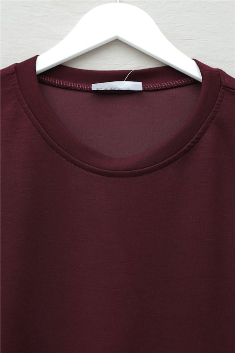 Yanları Çıtçıtlı Çimalı Pantolonlu Oyşo Takım  -Bordo-Takım-436-10060-R04