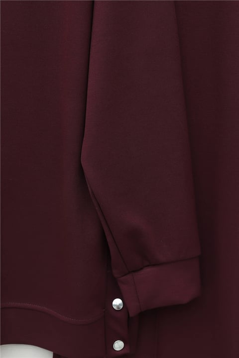 Yanları Çıtçıtlı Çimalı Pantolonlu Oyşo Takım  -Bordo-Takım-436-10060-R04