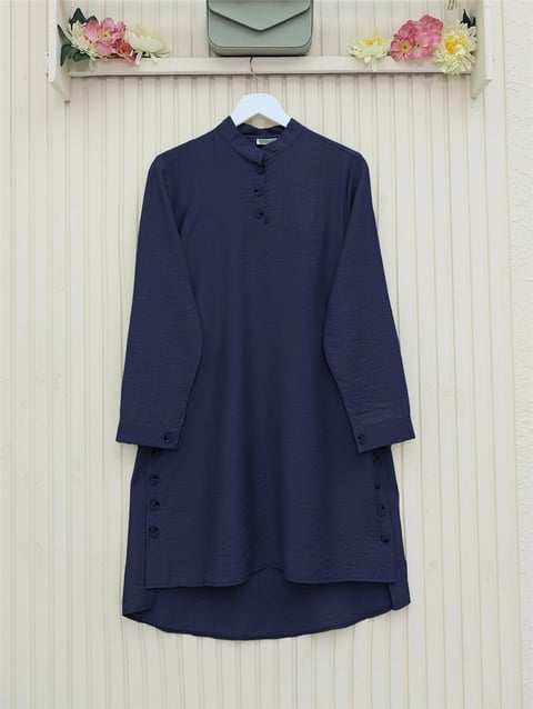 Yanları Düğme Detaylı Hakim Yaka Tunik       -Laci-Tunik-186-466-R03