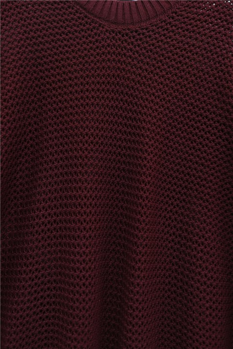 Yarasa Kol Ajurlu Triko Kazak -Bordo-Kazak-109-1219-R04