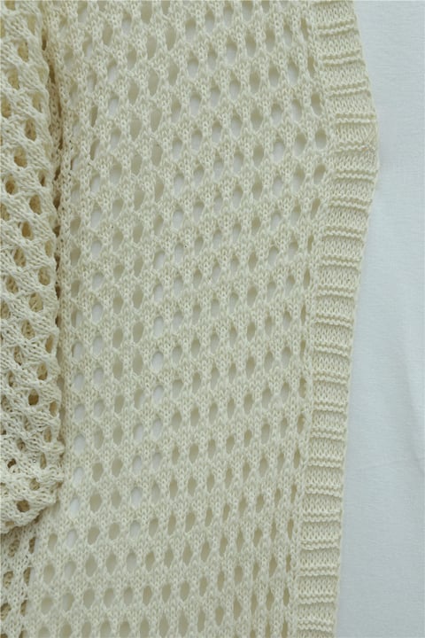 Yarasa Yarım Kol Ajurlu Triko Hırka  -Bej-Hırka-109-0894-R56