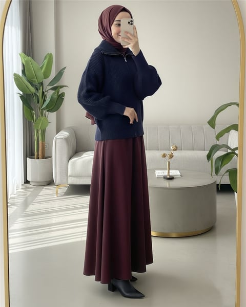 Yarım Boğazlı Fermuarlı Triko Hırka -Laci-Hırka-109-0887-R03