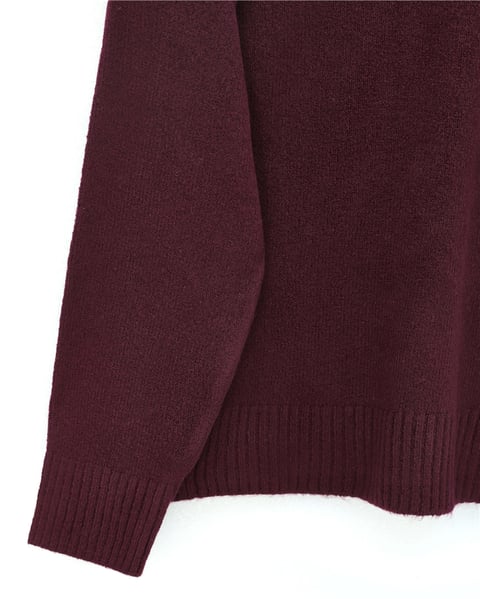 Yarım Boğazlı Salaş Triko Kazak -Bordo-Kazak-109-0823-R04