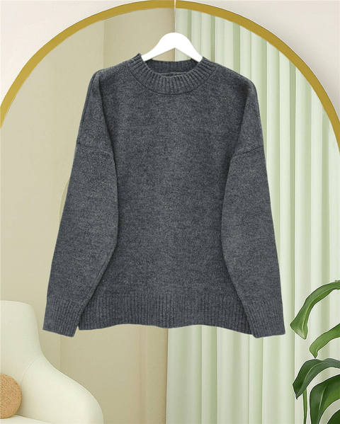 Yarım Boğazlı Salaş Triko Kazak -Füme-Kazak-109-0823-R18