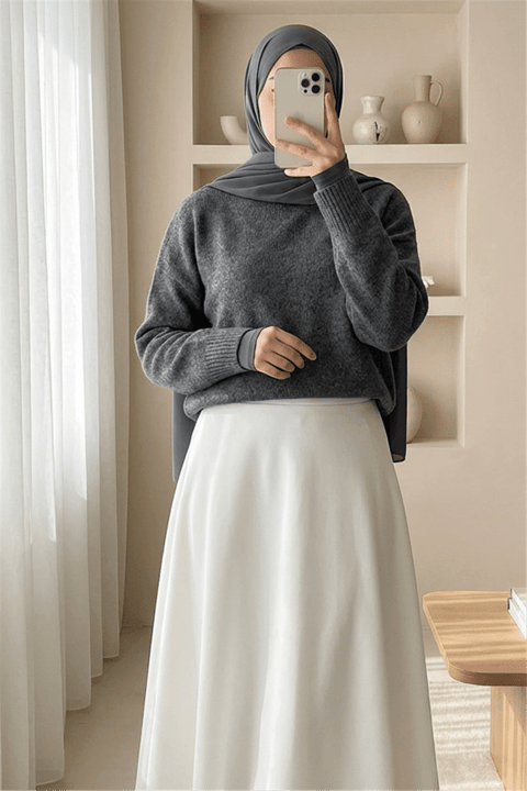 Yarım Boğazlı Salaş Triko Kazak -Füme-Kazak-109-0823-R18