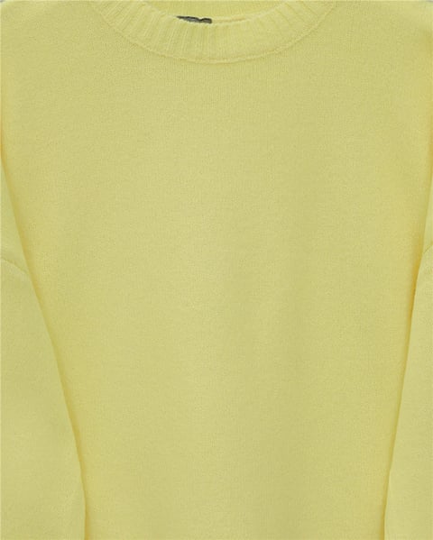 Yarım Boğazlı Salaş Triko Kazak -Sarı-Kazak-109-0823-R22