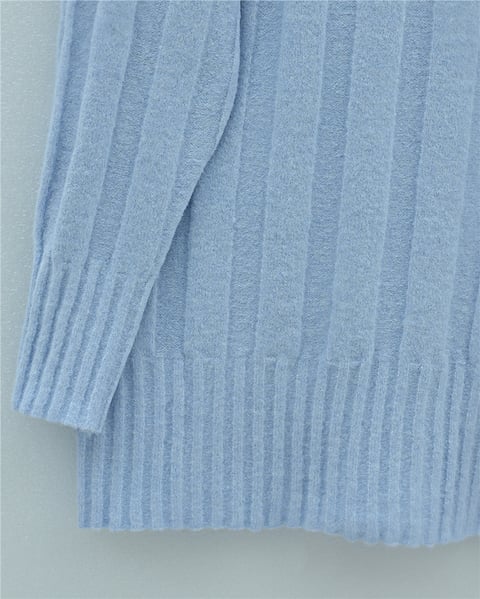 Yarım Boğazlı Şerit Desenli Yumoş Triko Kazak -Bebe Mavi-Kazak-109-0953-R32