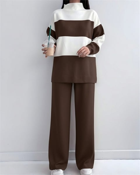 Yarım Boğazlı Triko Takım        -K. Kahve-Takım-384-190-R54