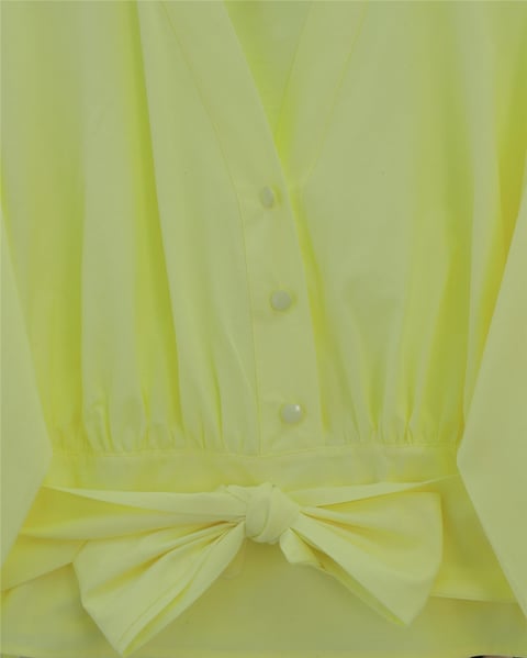 Yarım Düğmeli Beli Kuşaklı Poplin Gömlek -Açık Sarı-Gömlek-398-1049-R75