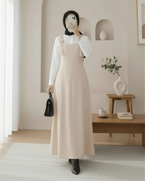 Yarım Fermuarlı Gabardin Jile  -Taş-Elbise-362-4289-R43
