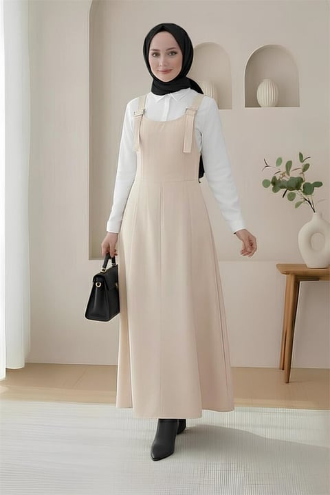 Yarım Fermuarlı Gabardin Jile  -Taş-Elbise-362-4289-R43