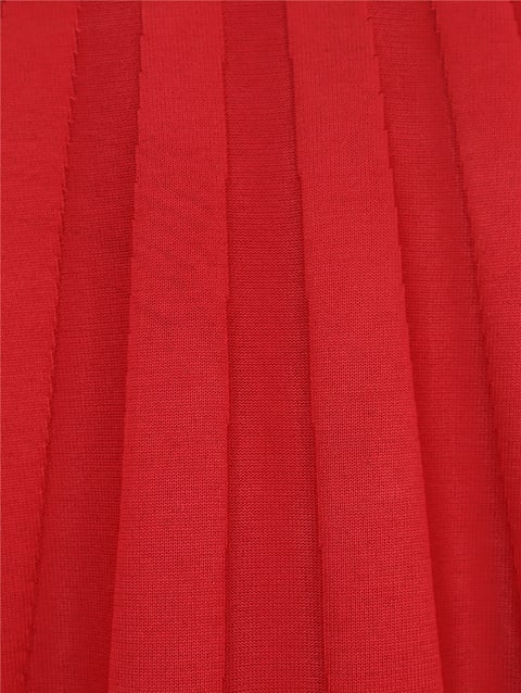 Yırtmaçlı Yelpaze Desenli Triko Tunik -Kırmızı-Triko Tunik-280-3190-R33