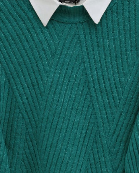 Yürütme Örgü Baklava Desenli Triko Tunik      -Zümrüt-Triko Tunik-397-7852-R17