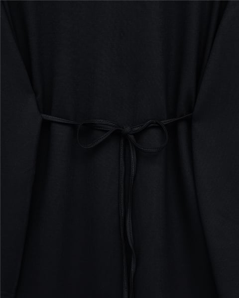 Yuvarlak Yaka Beli Bağlamalı Penye Tunik -Siyah-Tunik-253-13071-R01
