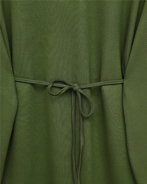 Yuvarlak Yaka Beli Bağlamalı Penye Tunik -Haki-Tunik-253-13071-R05