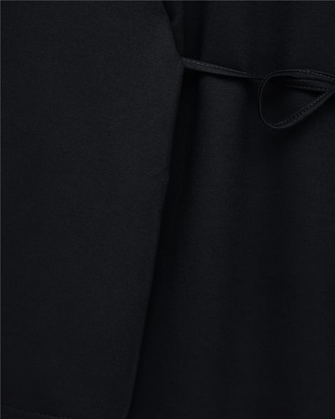 Yuvarlak Yaka Beli Bağlamalı Penye Tunik -Siyah-Tunik-253-13071-R01